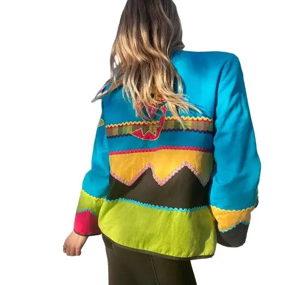 Vintage Draper's & Damon's Womens Size M Embroidered Patchwork Jacket Blazer - Picture 5 of 15